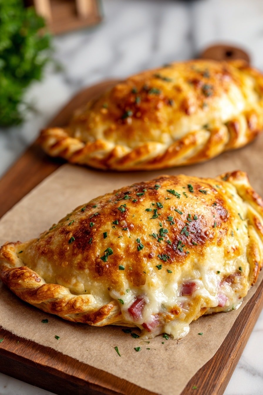 Ham and Cheese Calzones Recipe - Article Image 2 — Ham and Cheese Calzones, cheesy ham calzones recipe, homemade calzones with ham, quick ham calzones, savory calzone ideas