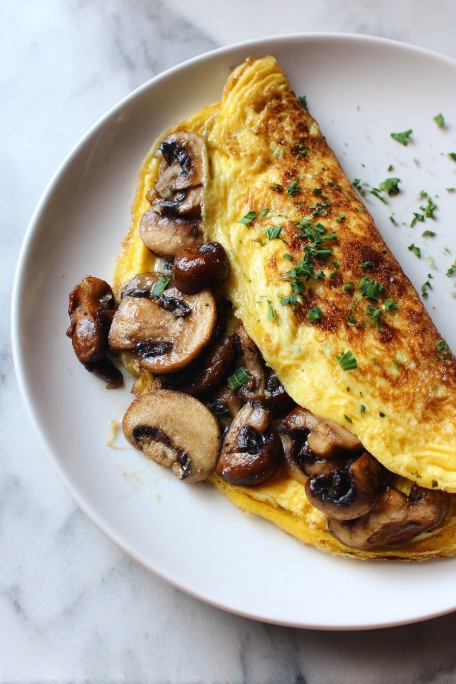 Mushroom Egg Omelet Recipe - Article Image 2 — Mushroom Egg Omelet, Mushroom Egg Omelet Recipe, Breakfast Mushroom Omelet, Savory Mushroom Egg Dish, Easy Mushroom Omelet