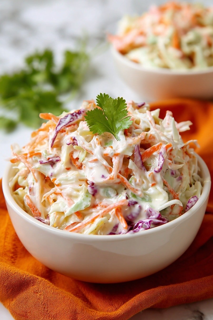Creamy Cabbage and Carrot Coleslaw Recipe - Article Image 1 — Creamy Cabbage and Carrot Coleslaw, best coleslaw recipes, easy homemade coleslaw, healthy cabbage slaw, summer side dishes