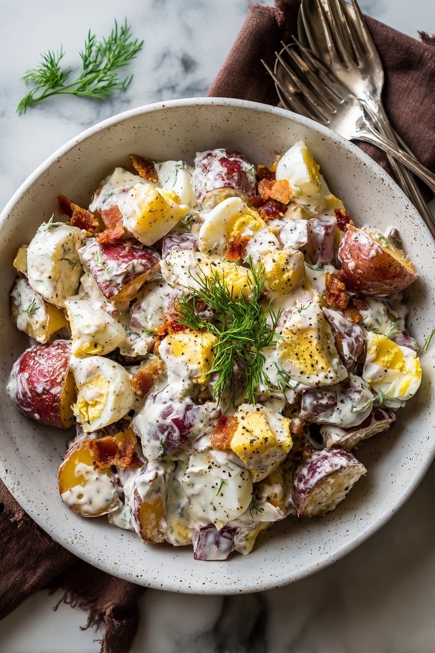 Crispy Smashed Potato Salad Recipe - Article Image 1 — Crispy Smashed Potato Salad, smashed potato salad, crispy potato salad recipe, easy potato salad with crispy edges, comforting potato salad ideas