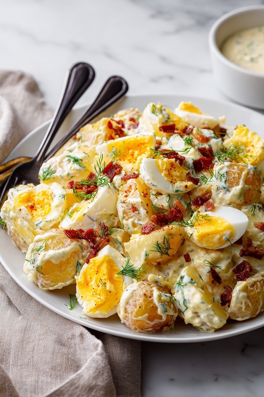 Crispy Smashed Potato Salad Recipe - Article Image 2 — Crispy Smashed Potato Salad, smashed potato salad, crispy potato salad recipe, easy potato salad with crispy edges, comforting potato salad ideas