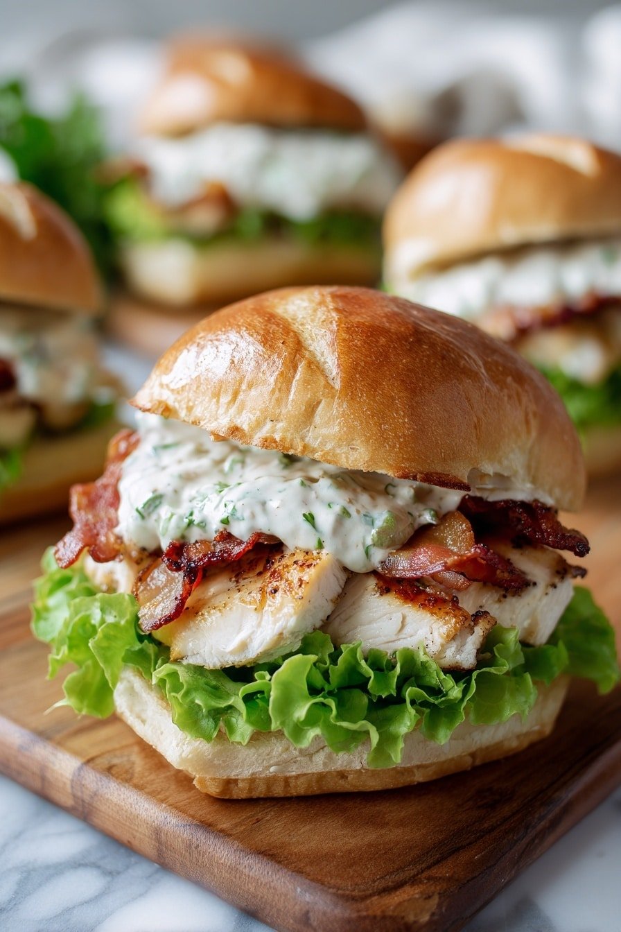 Chicken Bacon Ranch Sandwich Recipe - Article Image 1 — Chicken Bacon Ranch Sandwich, easy chicken sandwich ideas, hearty lunch sandwiches, crispy bacon sandwich recipes, quick dinner sandwich recipes
