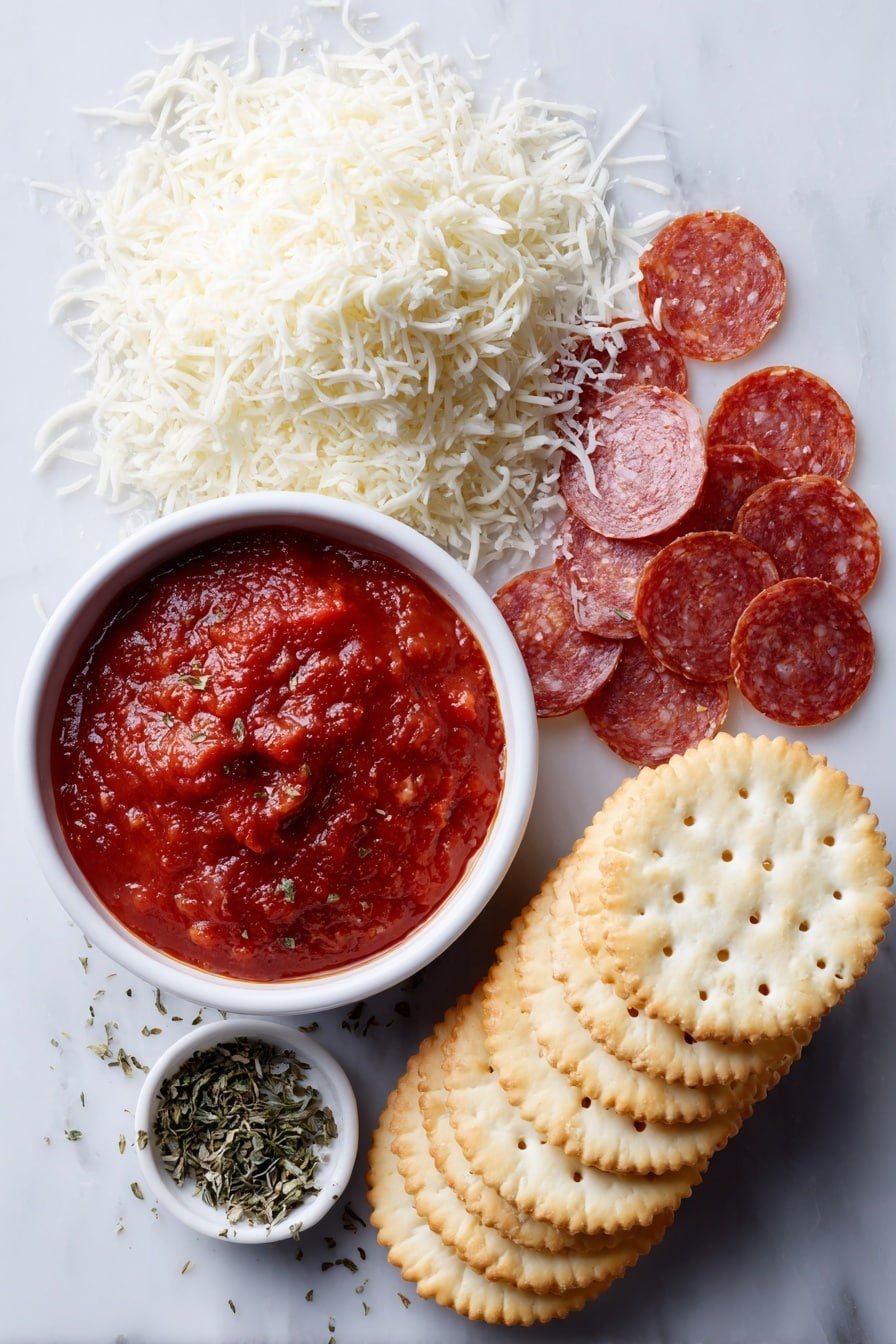 Cheesy Pepperoni Snack Bites Recipe - Ingredients Image — Cheesy Pepperoni Snack Bites, easy snack recipes, party appetizer ideas, quick appetizer recipes, cheesy pepperoni bites