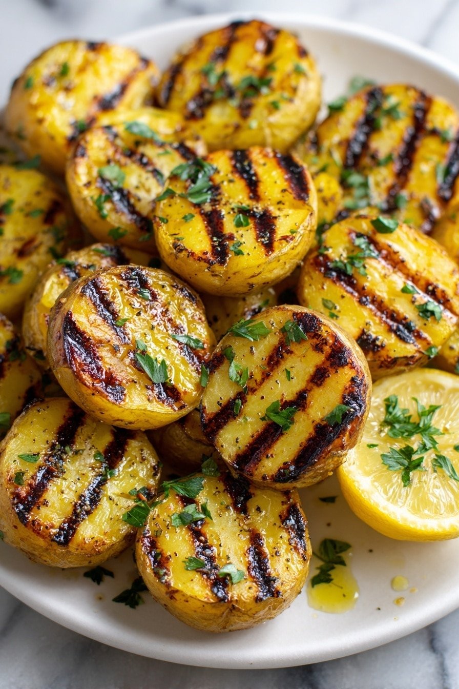 Grilled Baby Potatoes with Turkey Bacon Recipe - Article Image 1 — Grilled Baby Potatoes with Turkey Bacon, baby potato side dishes, grilled potato recipes, turkey bacon appetizer, easy summer side dishes