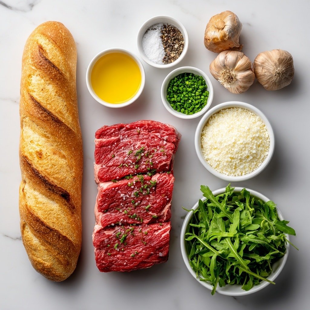 Beef Tenderloin Parmesan Crostini Recipe - Ingredients Image — Beef Tenderloin Parmesan Crostini, easy beef appetizer, gourmet crostini recipes, Parmesan beef bites, savory toast appetizer