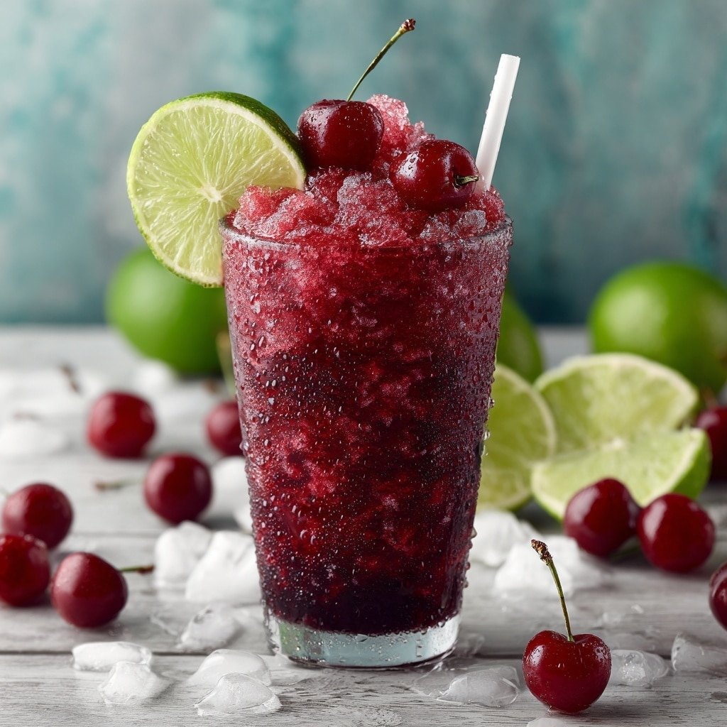 Frozen Cherry Coke Slushies Recipe - Article Image 1 — Frozen Cherry Coke Slushies, Cherry Coke frozen drink, frozen cherry coke recipe, icy cherry coke beverage, summer cherry coke treat