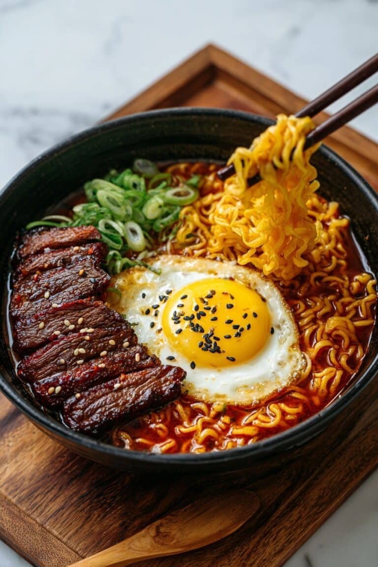 Spicy Korean Ramen with Creamy Sauce Recipe