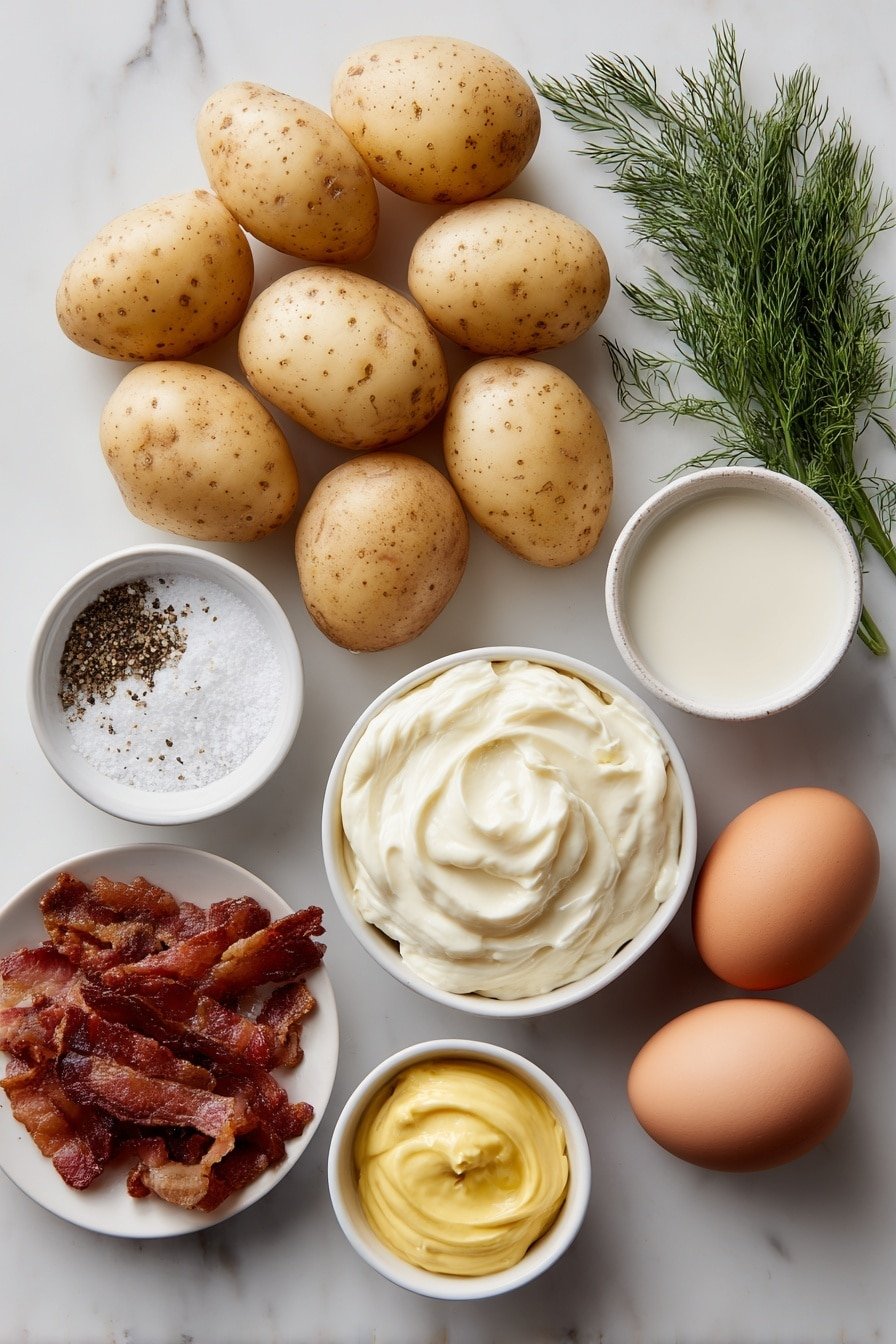 Crispy Smashed Potato Salad Recipe - Ingredients Image — Crispy Smashed Potato Salad, smashed potato salad, crispy potato salad recipe, easy potato salad with crispy edges, comforting potato salad ideas