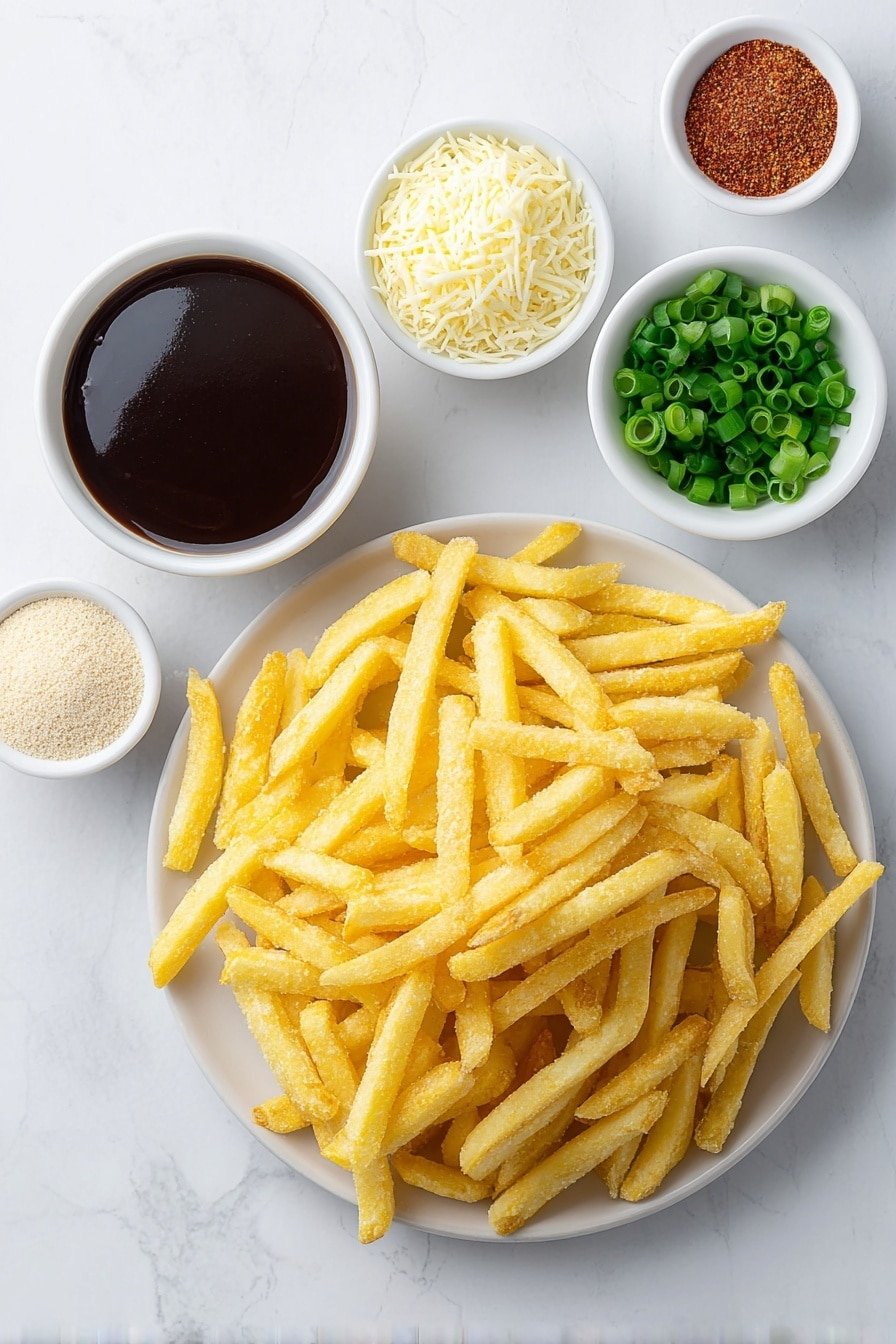 Louisiana Voodoo Fries with Gravy and Cheese Recipe - Ingredients Image — Louisiana Voodoo Fries with Gravy and Cheese, spicy Louisiana fries, comfort food recipes, Cajun fries with gravy, cheesy fries with Cajun seasoning