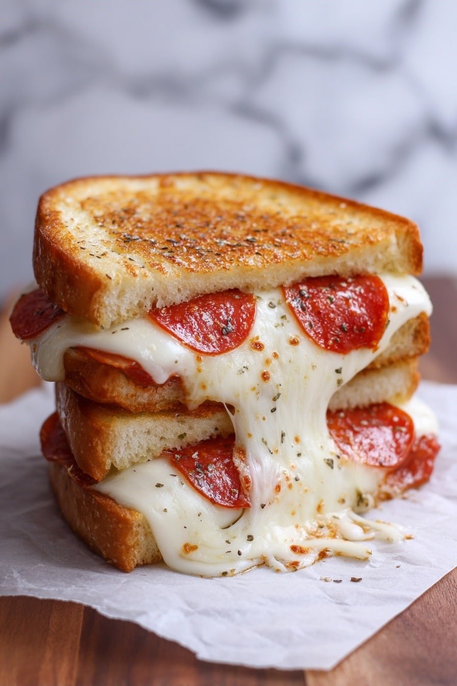 Pizza Grilled Cheese Sandwich Recipe - Article Image 2 — Pizza Grilled Cheese Sandwich, easy pizza grilled cheese, quick grilled cheese recipes, comfort food recipes, family-friendly lunch ideas