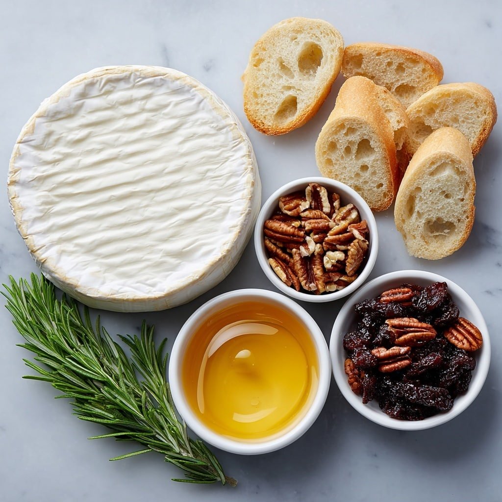 Honey Fig Pecan Baked Brie Recipe - Ingredients Image — Honey Fig Pecan Baked Brie, baked Brie appetizer, easy baked Brie recipe, festive Brie with figs and pecans, fall appetizer ideas
