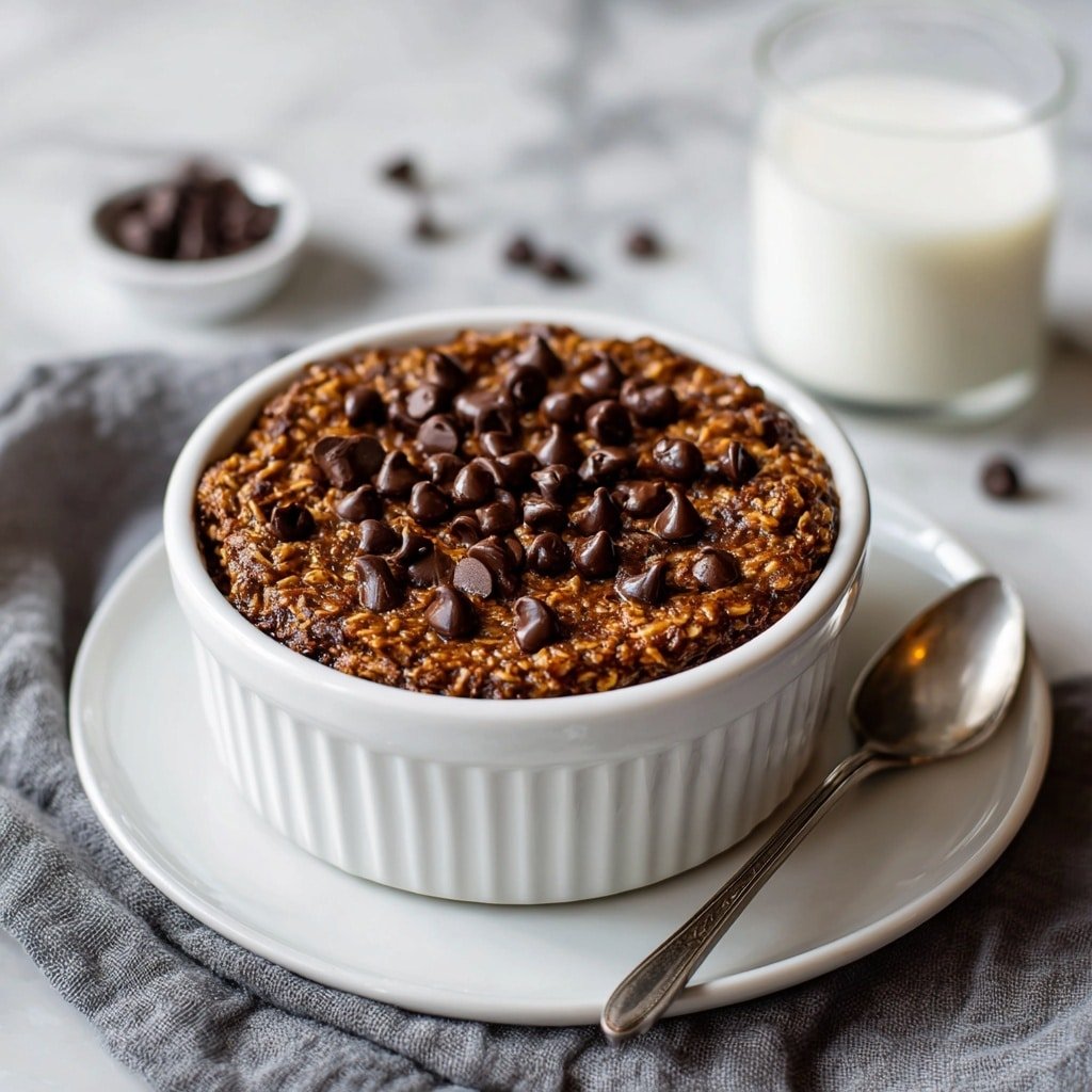 Chocolate Chip Baked Oats Recipe - Article Image 1 — Chocolate Chip Baked Oats, healthy baked oats with chocolate, easy breakfast recipes with oats, wholesome baked oats with banana, indulgent oatmeal bake with chocolate