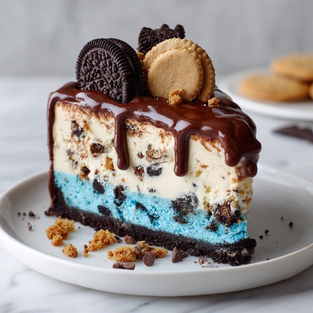 Cookie Monster Cheesecake Bars Recipe - Article Image 2 — Cookie Monster Cheesecake Bars, Oreo cheesecake bars, easy cheesecake dessert, no-bake cheesecake bars, fun cookie dessert