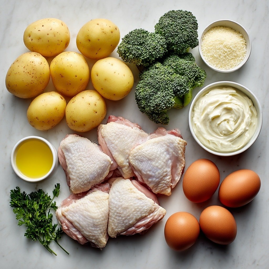 Creamy Chicken Sheet Pan Dinner Recipe - Ingredients Image — Creamy Chicken Sheet Pan Dinner, easy chicken sheet pan recipe, weeknight chicken dinner, baked chicken with vegetables, one-pan chicken dinner