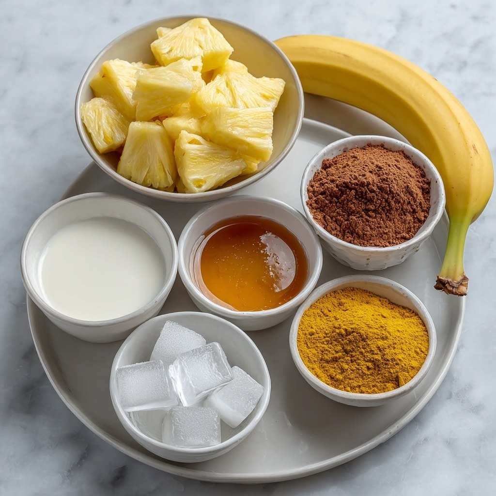 Protein Pineapple Turmeric Smoothie Recipe - Ingredients Image — Protein Pineapple Turmeric Smoothie, healthy tropical smoothie, turmeric smoothie recipe, quick protein smoothie, energizing fruit smoothie