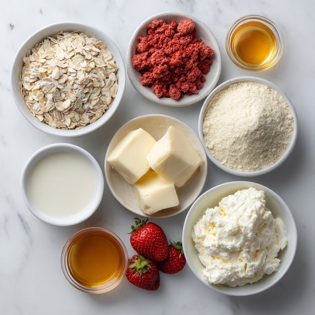 Strawberry Protein Balls Recipe - Ingredients Image — Strawberry Protein Balls, healthy strawberry snack, no-bake protein bites, easy fruit energy balls, nutritious strawberry treats