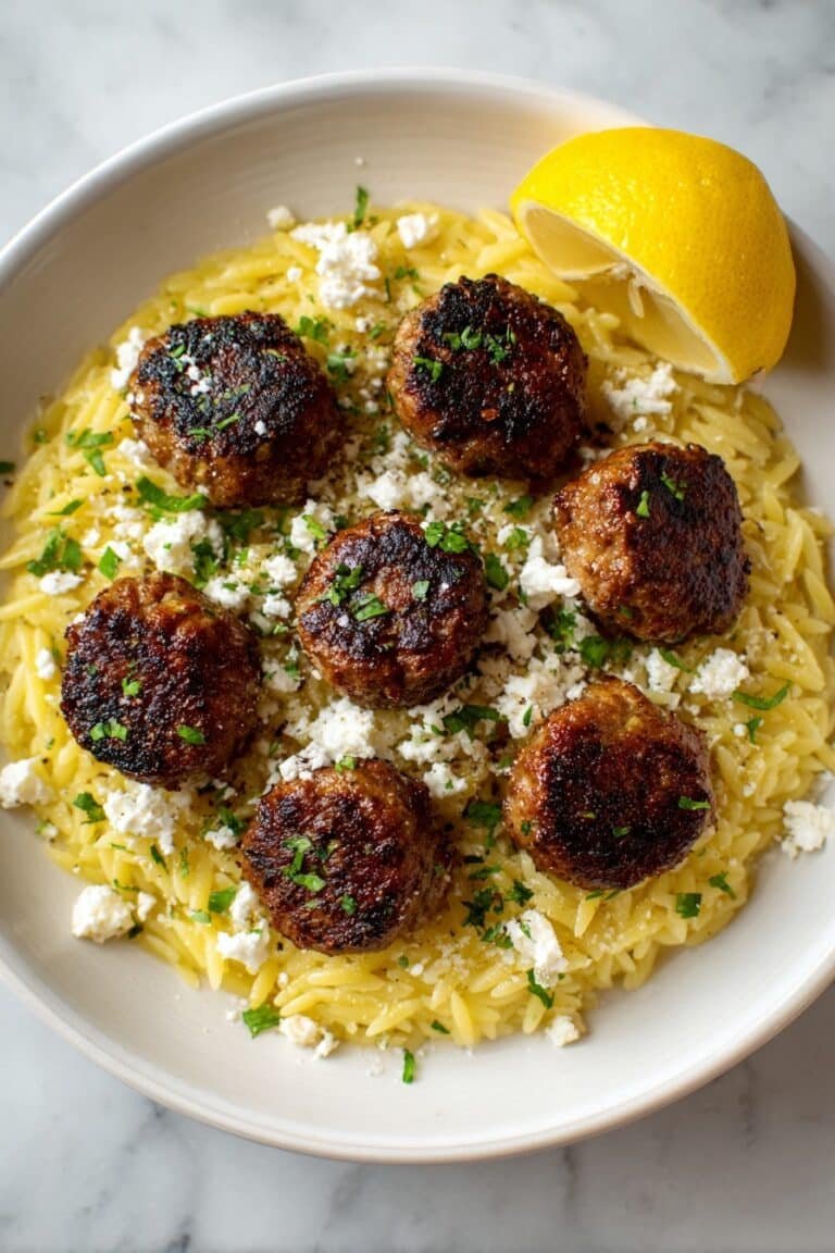 Greek Chicken Meatballs with Lemon Orzo Recipe