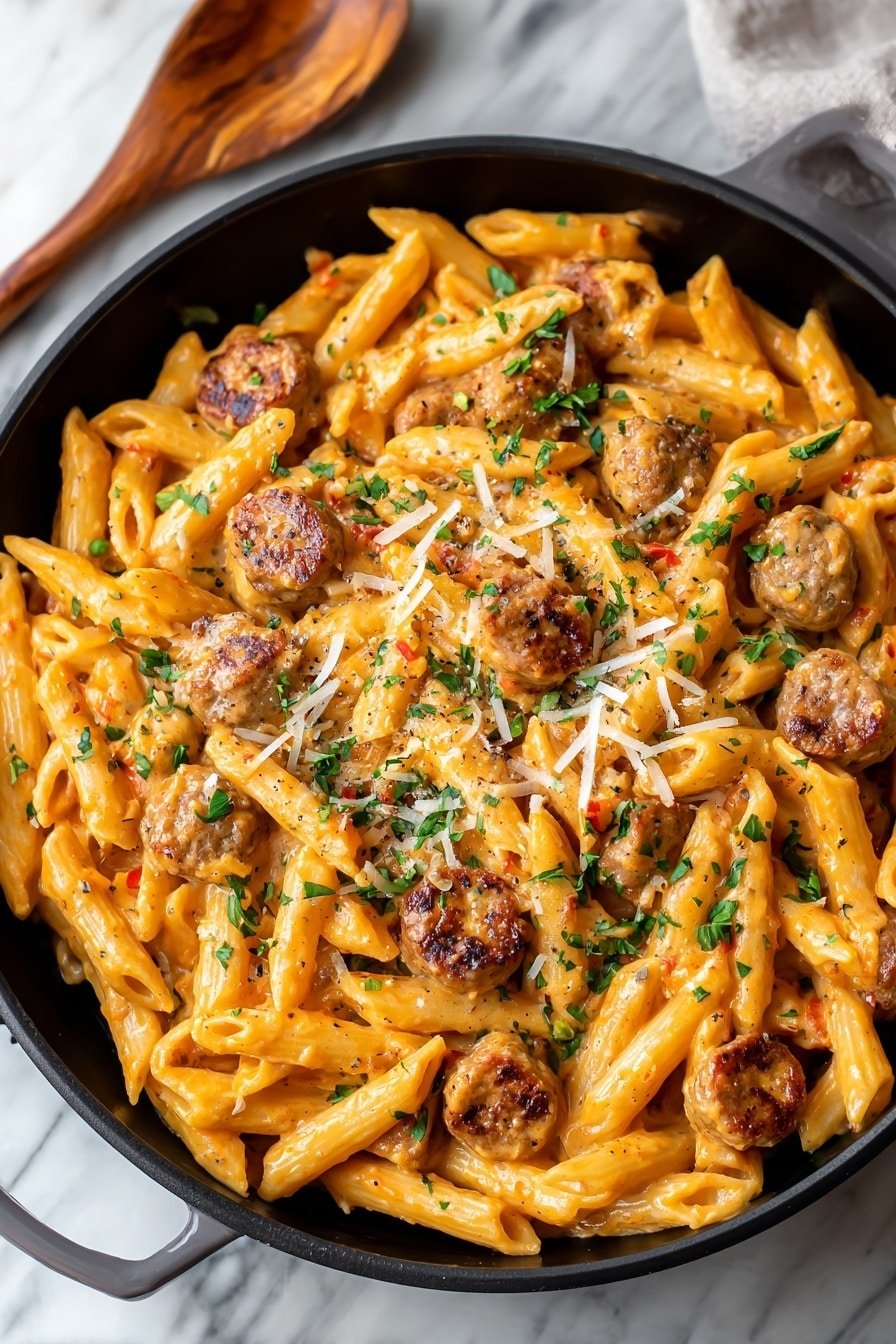 Creamy Cajun Beef Sausage Pasta Recipe - Article Image 2 — Creamy Cajun Beef Sausage Pasta, Cajun pasta with beef sausage, easy creamy Cajun pasta recipe, flavorful beef sausage pasta, quick weeknight pasta dish