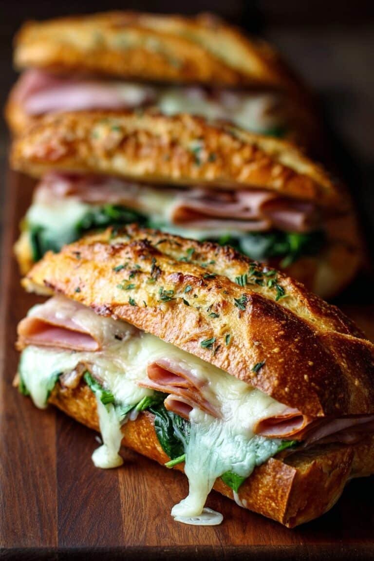 Garlic Butter Ham and Cheese Hot Sandwiches Recipe