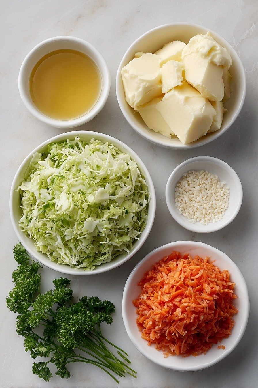 Creamy Cabbage and Carrot Coleslaw Recipe - Ingredients Image — Creamy Cabbage and Carrot Coleslaw, best coleslaw recipes, easy homemade coleslaw, healthy cabbage slaw, summer side dishes