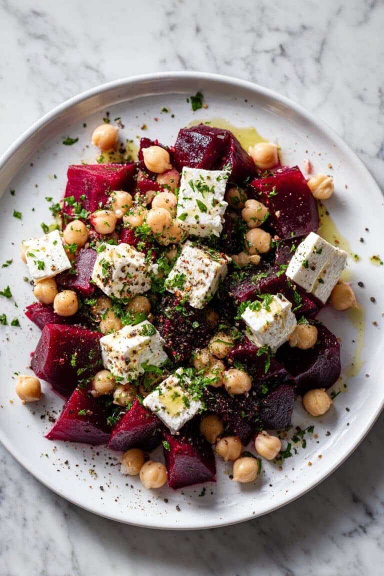 Chickpea Beet Feta Salad with Lemon Dressing Recipe