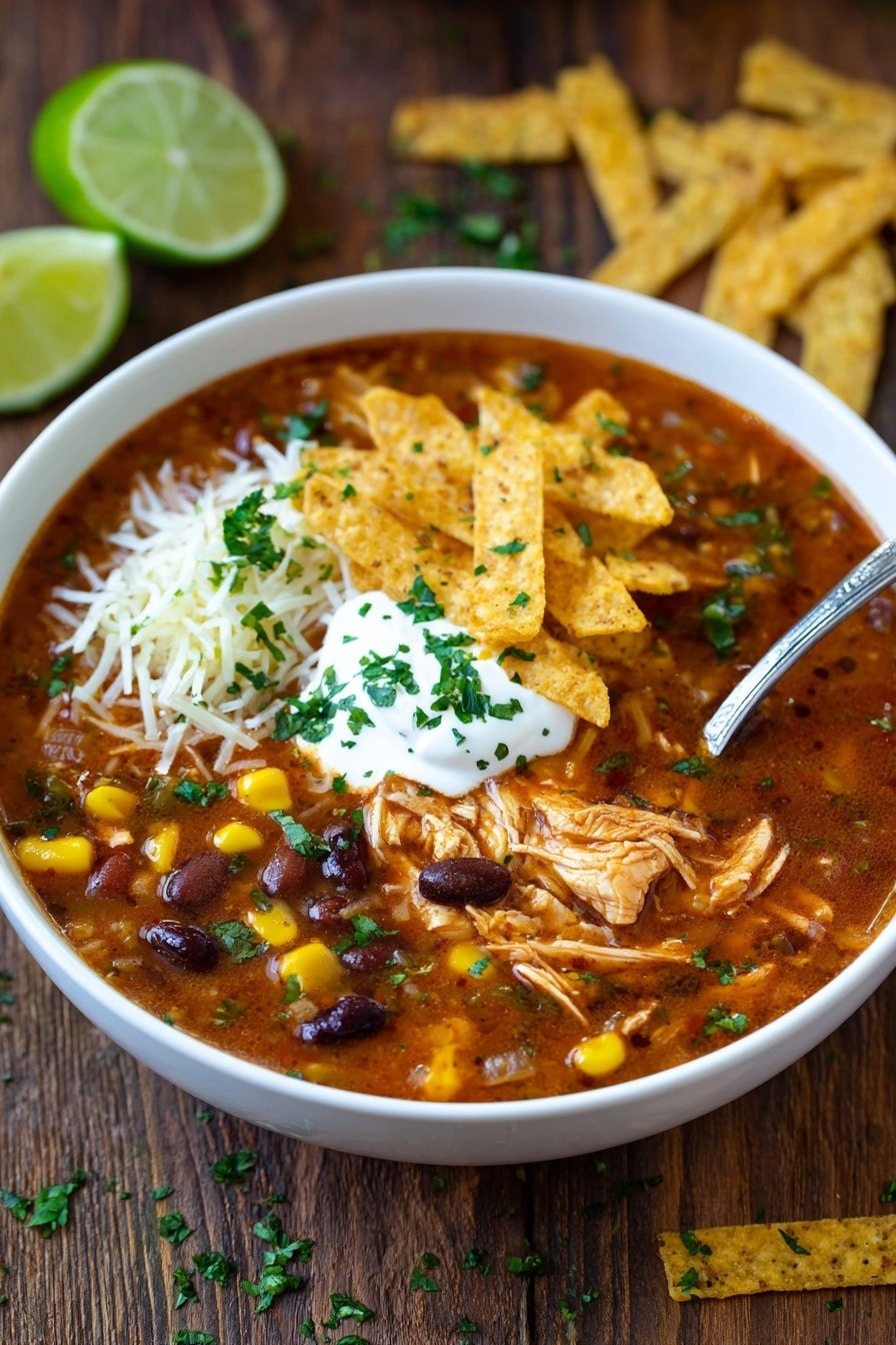 Chicken Tortilla Soup Recipe - Article Image 2 — Chicken Tortilla Soup, easy chicken tortilla soup recipe, comforting tortilla soup, quick healthy tortilla soup, savory chicken soup with tortilla strips