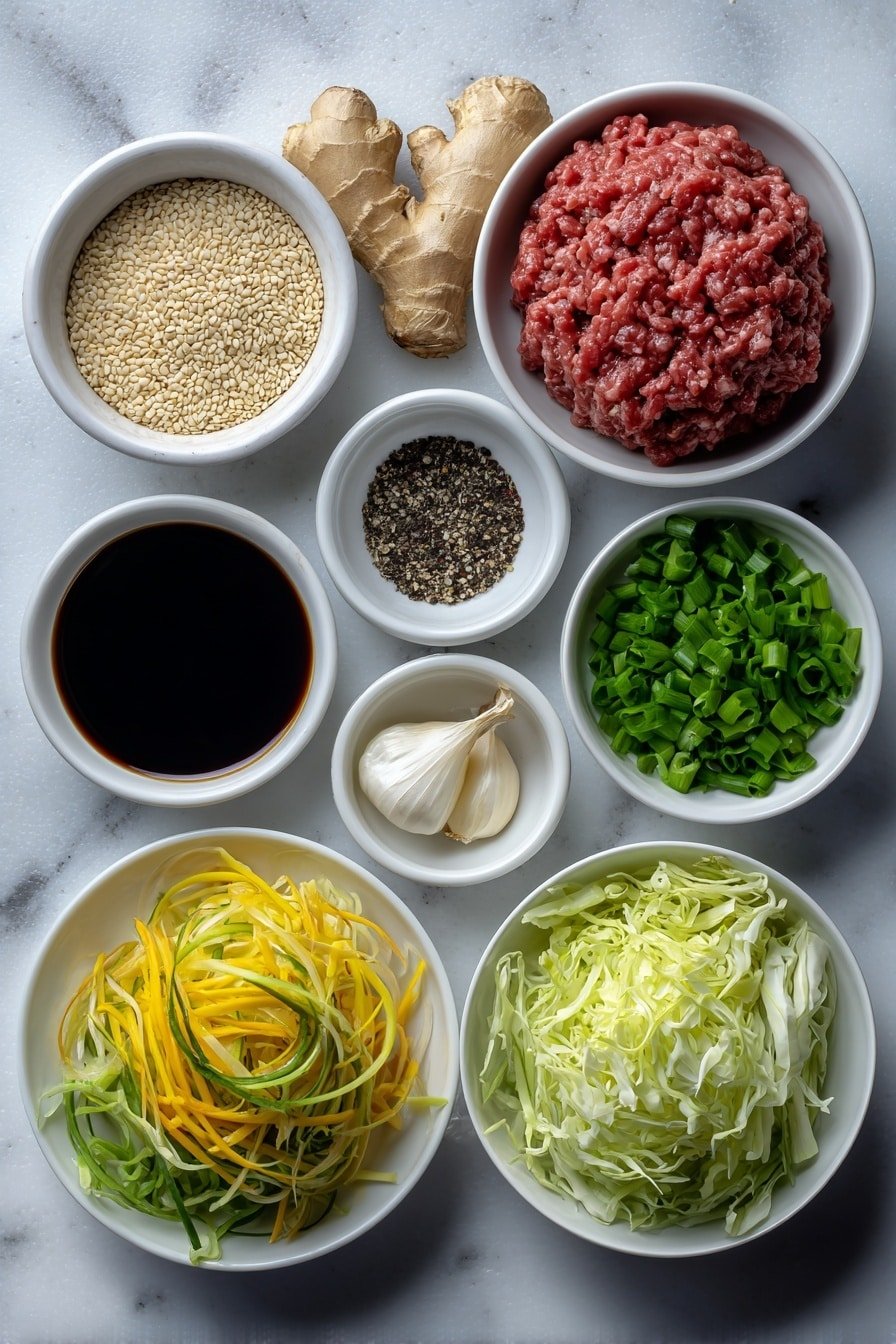 One-Pan Beef and Cabbage Stir-Fry Recipe - Ingredients Image — One-Pan Beef and Cabbage Stir-Fry, easy beef and cabbage recipe, quick stir-fry with ground beef and cabbage, hearty weeknight dinner, flavorful beef stir-fry
