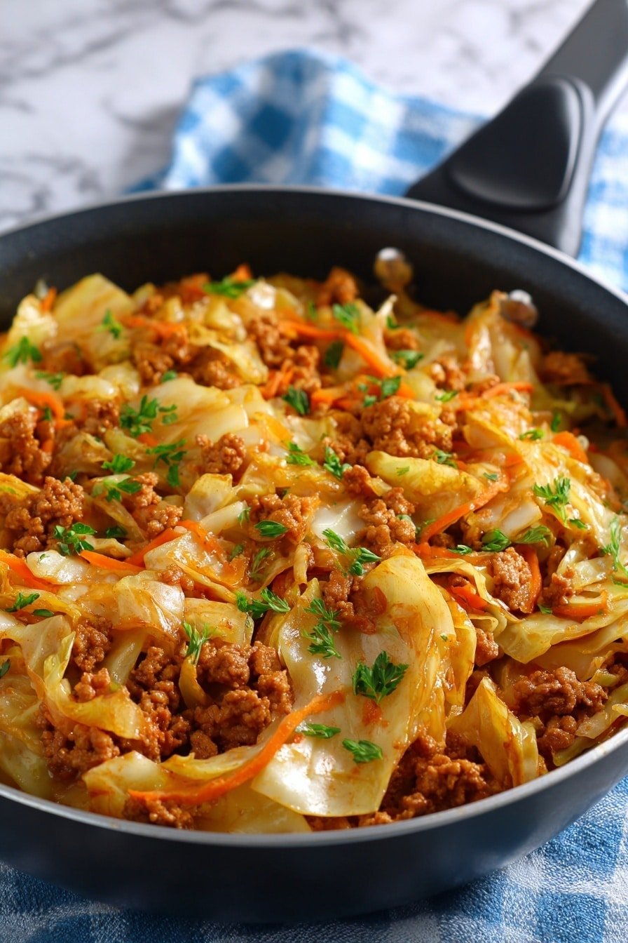 One-Pan Beef and Cabbage Stir-Fry Recipe - Article Image 1 — One-Pan Beef and Cabbage Stir-Fry, easy beef and cabbage recipe, quick stir-fry with ground beef and cabbage, hearty weeknight dinner, flavorful beef stir-fry