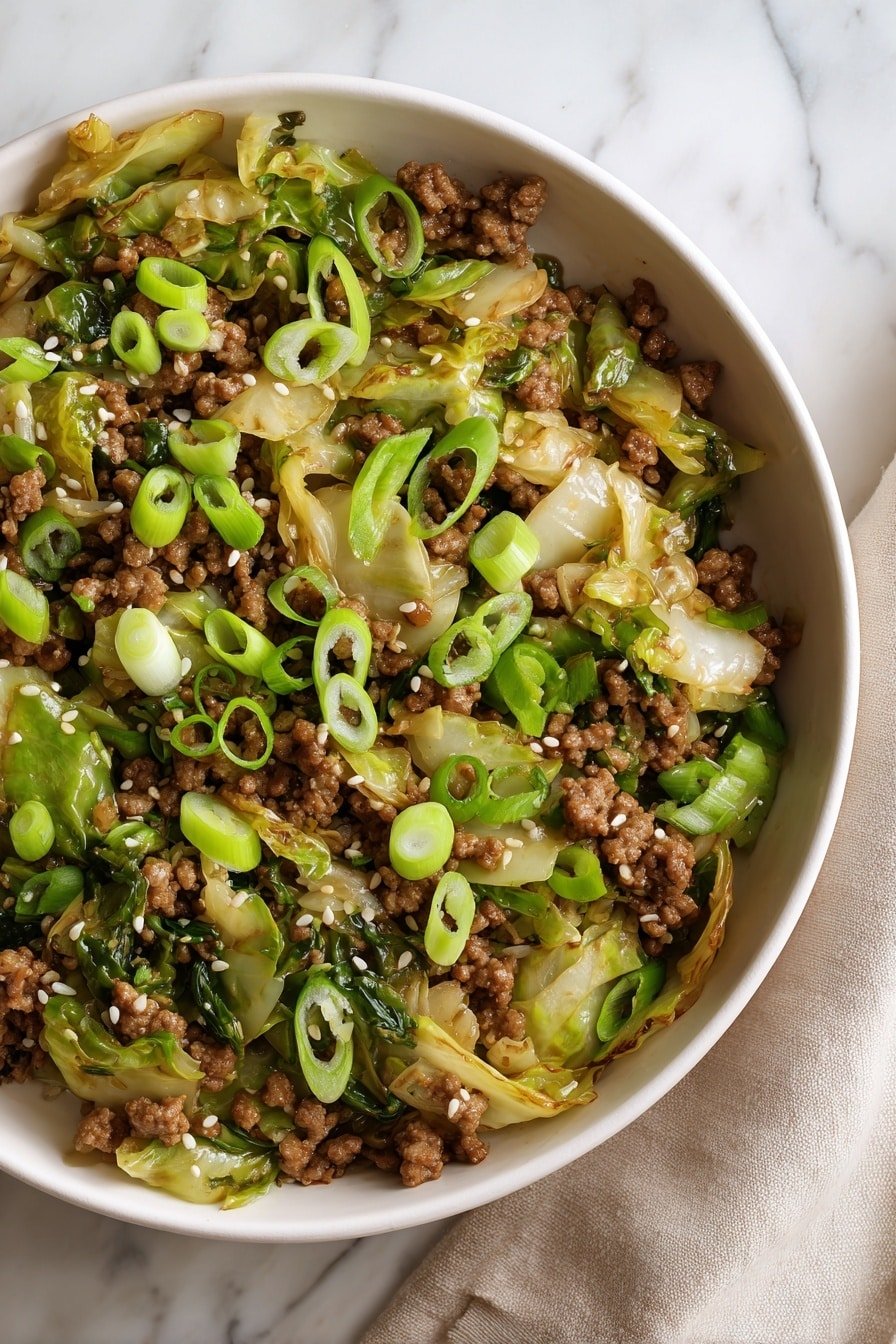 Low Carb Mongolian Ground Beef and Cabbage Recipe - Article Image 2 — Low Carb Mongolian Ground Beef and Cabbage, Healthy beef and cabbage stir-fry, Low carb Asian beef and cabbage, Easy low carb dinner, Low carb beef recipes
