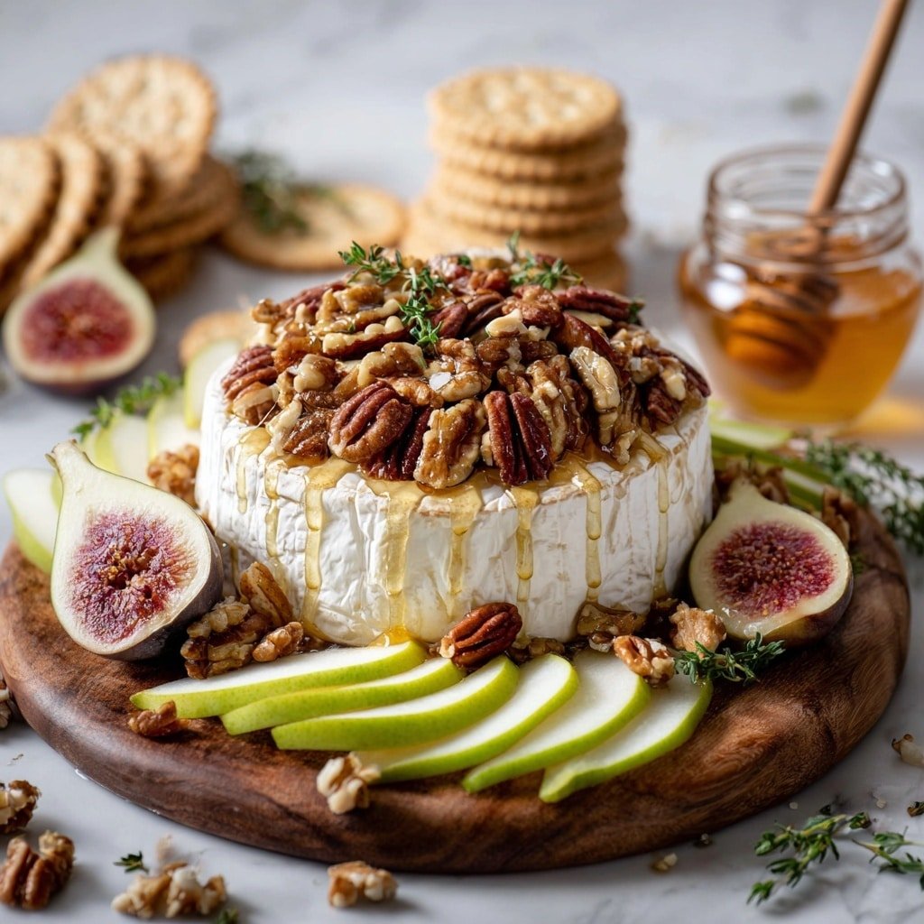 Honey Fig Pecan Baked Brie Recipe - Article Image 2 — Honey Fig Pecan Baked Brie, baked Brie appetizer, easy baked Brie recipe, festive Brie with figs and pecans, fall appetizer ideas