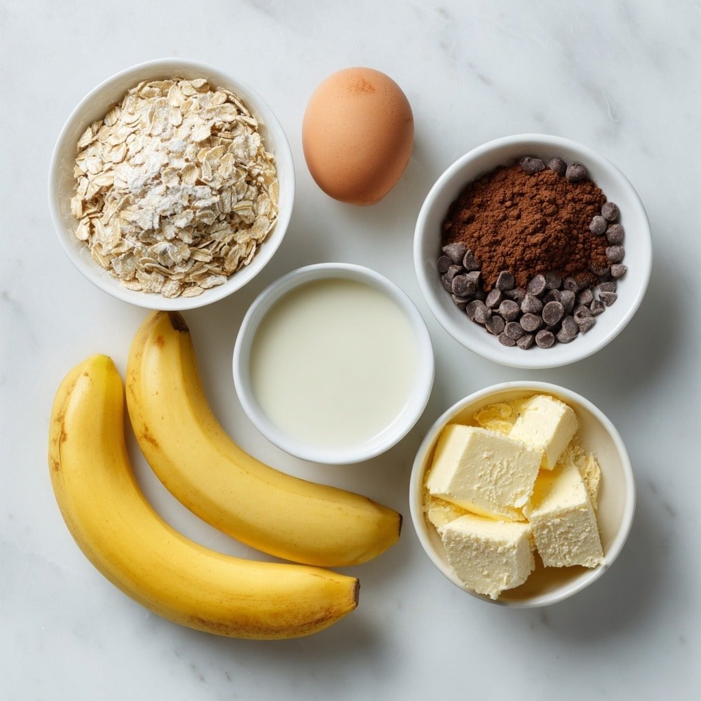 Chocolate Chip Baked Oats Recipe - Ingredients Image — Chocolate Chip Baked Oats, healthy baked oats with chocolate, easy breakfast recipes with oats, wholesome baked oats with banana, indulgent oatmeal bake with chocolate