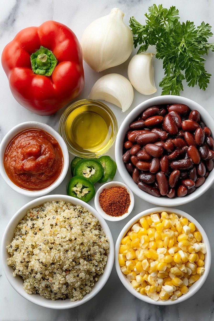 Vegan Taco Soup with Quinoa Recipe - Ingredients Image — Vegan Taco Soup with Quinoa, Vegan Taco Soup, Quinoa Taco Soup, Healthy Vegan Soup, Easy Vegan Dinner