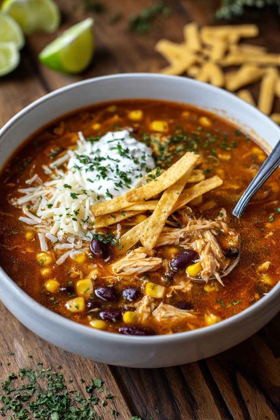 Chicken Tortilla Soup Recipe - Article Image 1 — Chicken Tortilla Soup, easy chicken tortilla soup recipe, comforting tortilla soup, quick healthy tortilla soup, savory chicken soup with tortilla strips