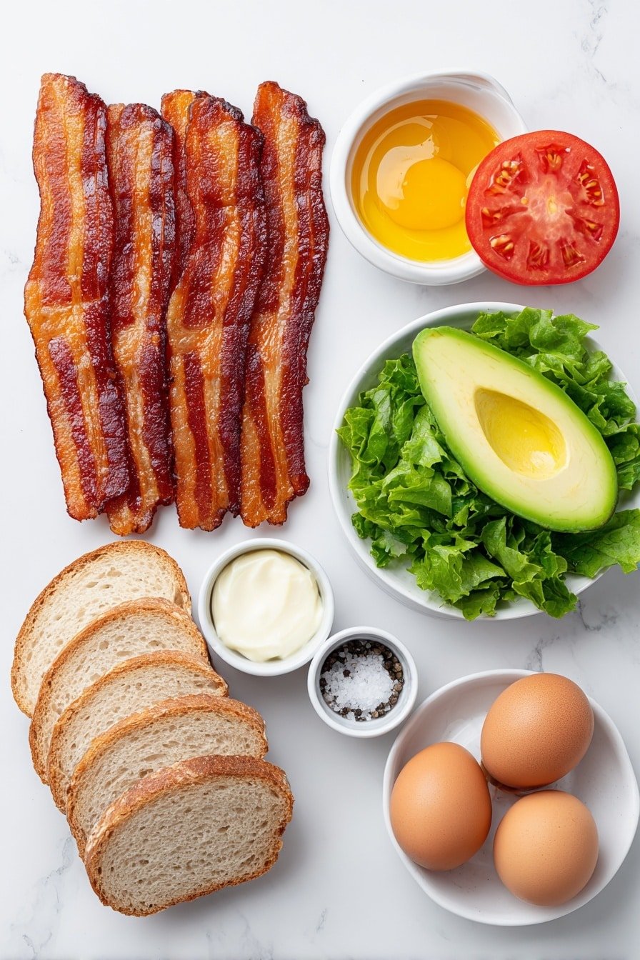Ultimate Bacon Tomato Sandwich Recipe - Ingredients Image — Ultimate Bacon Tomato Sandwich, bacon tomato sandwich, easy bacon sandwich, gourmet lunch ideas, comfort food sandwiches