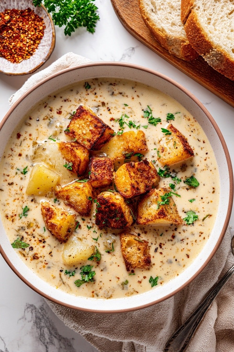 Creamy Cajun Potato Soup Recipe - Article Image 1 — Creamy Cajun Potato Soup, Cajun potato soup recipe, hearty Cajun soup, creamy potato soup with Cajun spice, easy Cajun soup idea