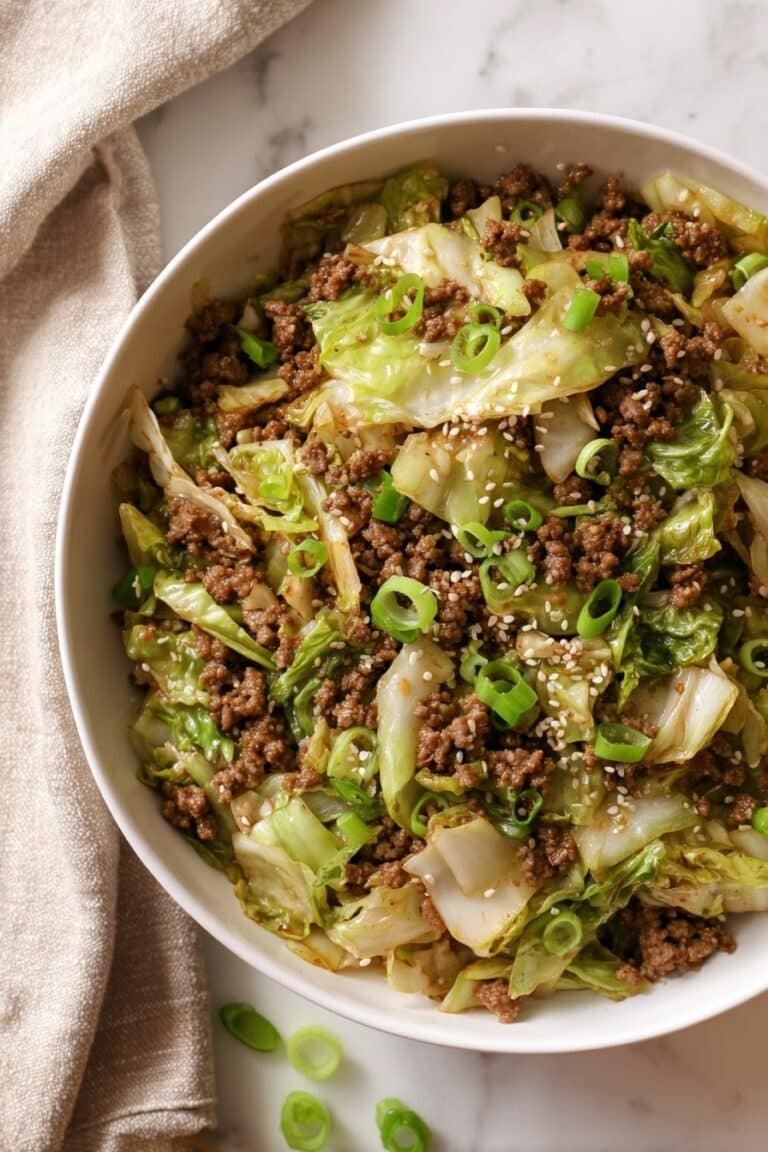 Low Carb Mongolian Ground Beef and Cabbage Recipe