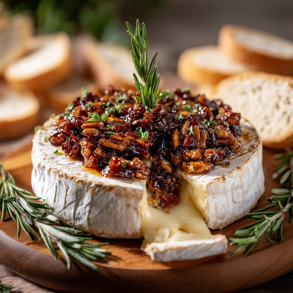 Honey Fig Pecan Baked Brie Recipe - Article Image 1 — Honey Fig Pecan Baked Brie, baked Brie appetizer, easy baked Brie recipe, festive Brie with figs and pecans, fall appetizer ideas