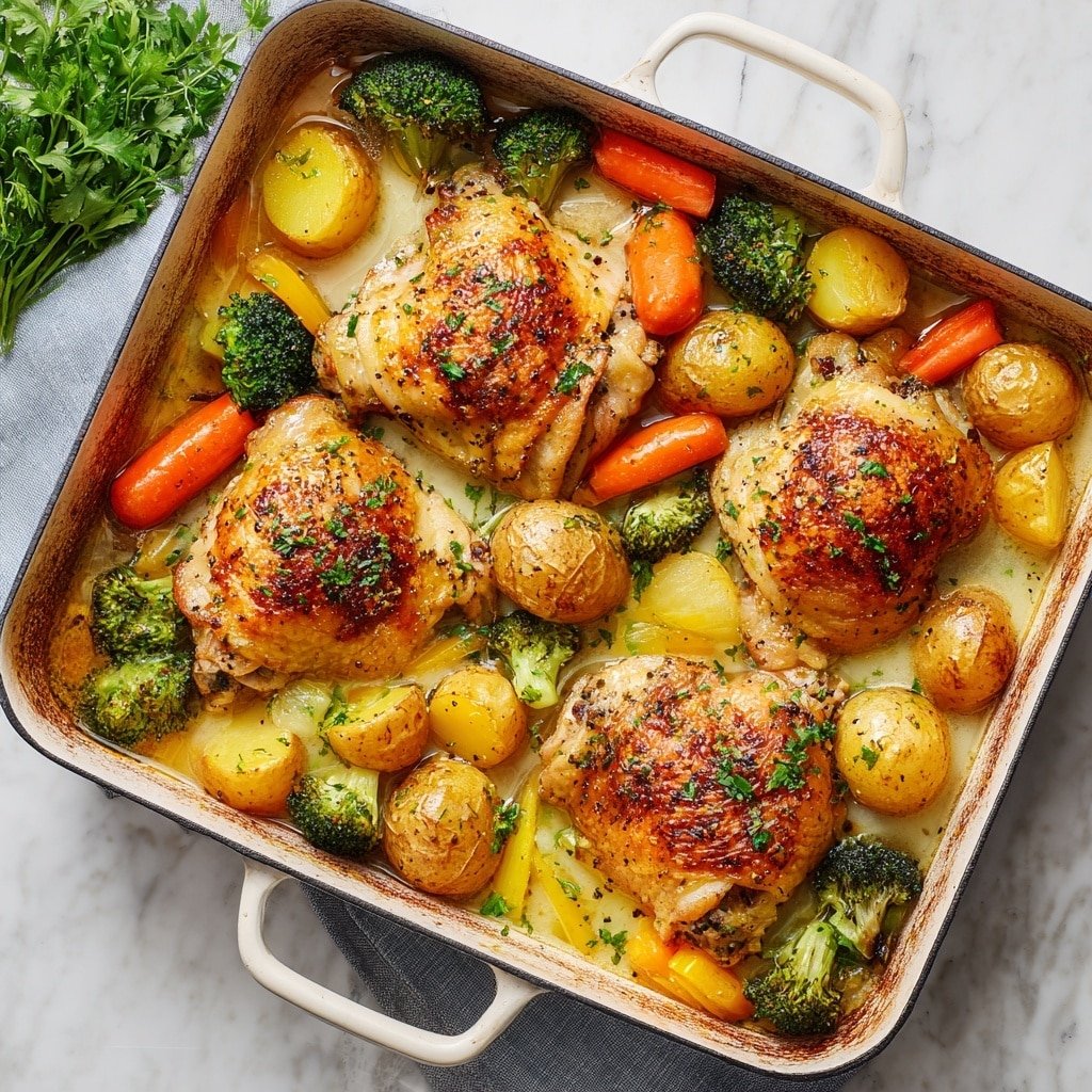 Creamy Chicken Sheet Pan Dinner Recipe - Article Image 1 — Creamy Chicken Sheet Pan Dinner, easy chicken sheet pan recipe, weeknight chicken dinner, baked chicken with vegetables, one-pan chicken dinner
