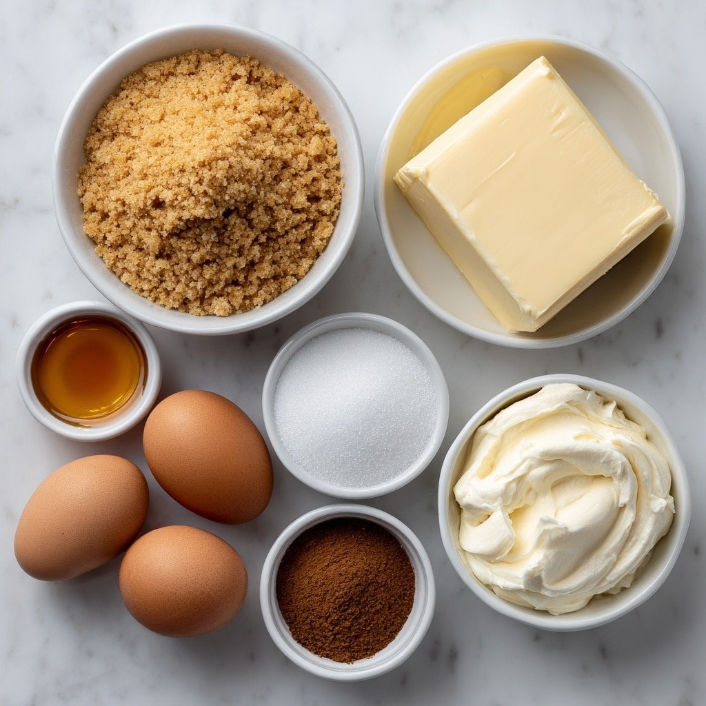 Churro Cheesecake Recipe - Ingredients Image — Churro Cheesecake, cinnamon sugar cheesecake, easy dessert recipes, comforting desserts, creamy cheesecake with churro flavors