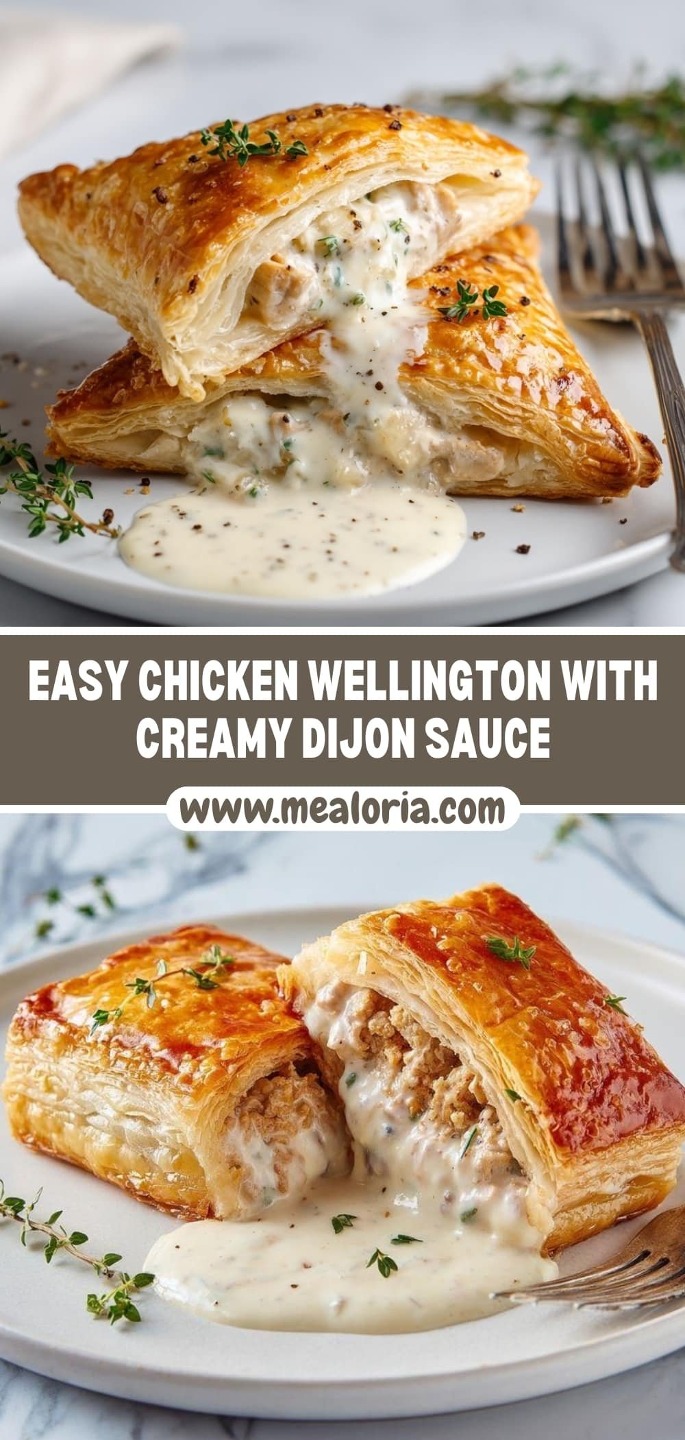 Chicken Wellington with Dijon Cream Sauce Recipe - Article Image 2 — Chicken Wellington with Dijon Cream Sauce, Chicken Wellington recipe, easy Chicken Wellington, elegant dinner ideas, savory puff pastry chicken