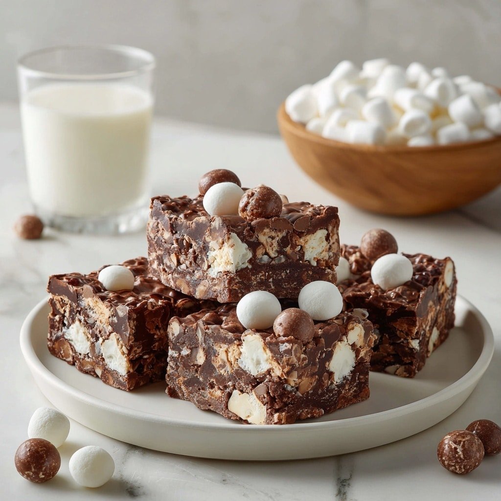 No-Bake Rocky Road Squares Recipe - Article Image 2 — No-Bake Rocky Road Squares, Rocky Road Squares recipe, easy no-bake chocolate squares, homemade rocky road bars, no-bake dessert ideas