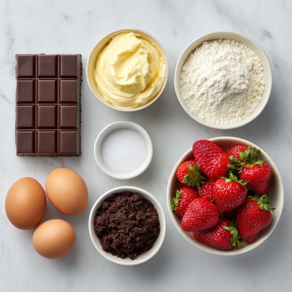 Chocolate Strawberry Mousse Parfaits Recipe - Ingredients Image — Chocolate Strawberry Mousse Parfaits, chocolate strawberry mousse, no-bake dessert recipes, elegant berry chocolate desserts, layered parfaits with strawberries and chocolate