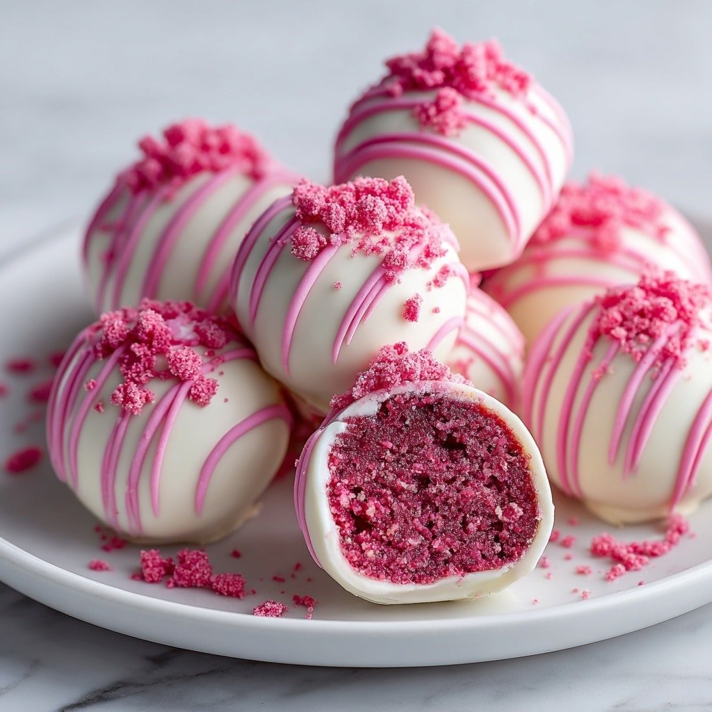 Strawberry Cheesecake Truffle Bites Recipe - Article Image 1 — Strawberry Cheesecake Truffle Bites, strawberry cheesecake dessert, easy fruity truffle recipes, no-bake strawberry treats, homemade cheesecake bites