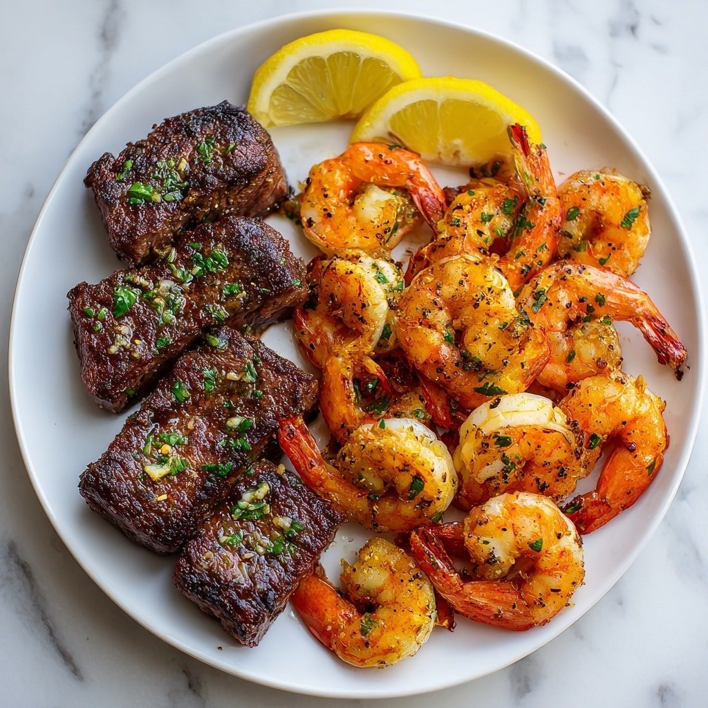 Blackened Steak and Shrimp Scampi Recipe - Article Image 2 — Blackened Steak and Shrimp Scampi, blackened steak and shrimp dinner, easy seafood and steak recipes, flavorful shrimp and steak ideas, restaurant-quality shrimp and steak