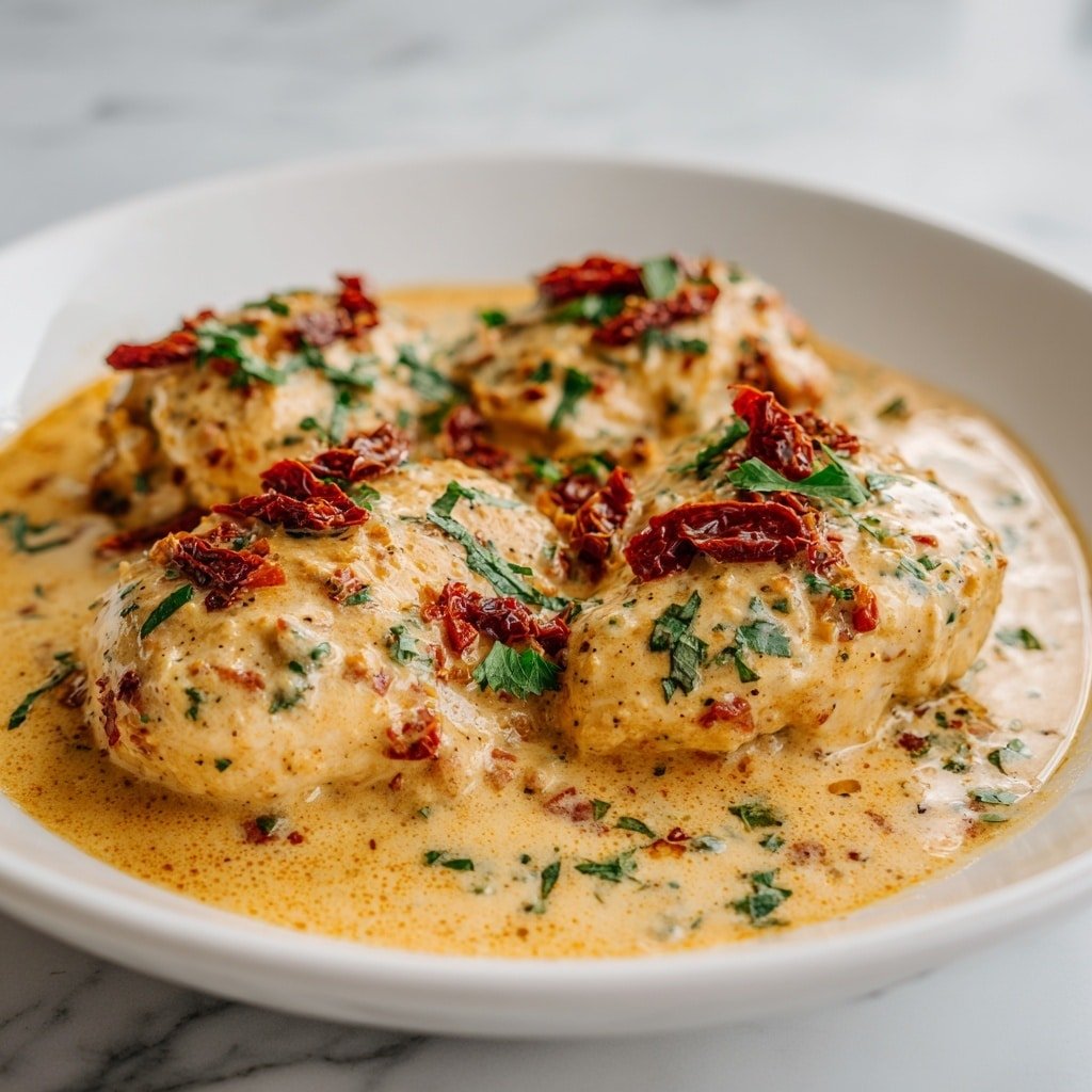 Creamy Tuscan Chicken Recipe - Article Image 2 — Creamy Tuscan Chicken, creamy chicken dinner, Tuscan chicken recipe, easy chicken with sauce, skillet chicken dinner