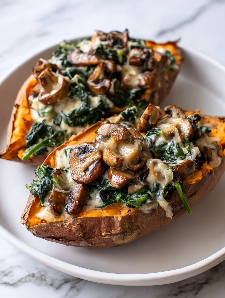 Creamy Mushroom Stuffed Sweet Potatoes Recipe - Article Image 2 — Creamy Mushroom Stuffed Sweet Potatoes, stuffed sweet potato recipes, healthy mushroom sweet potatoes, savory stuffed sweet potatoes, comforting sweet potato dinner