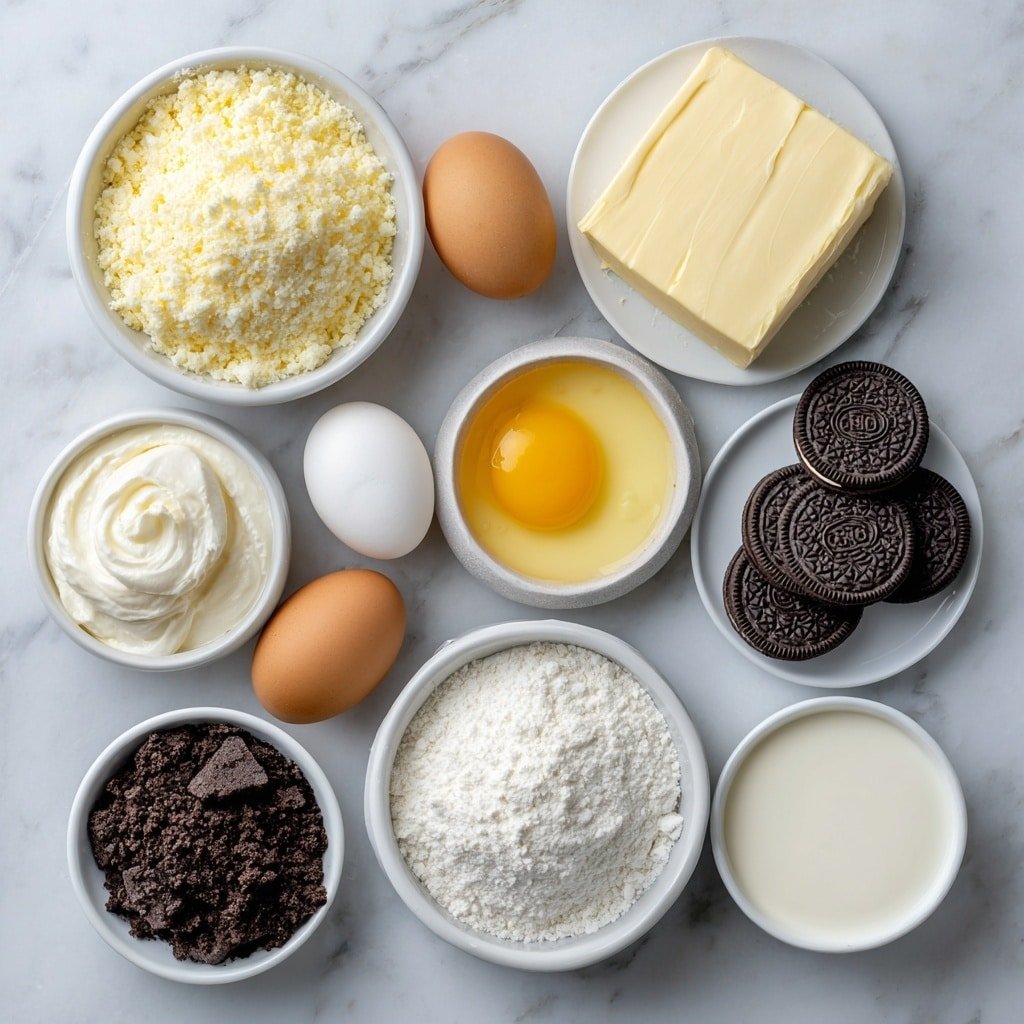 Mini Oreo Cheesecakes with Whipped Cream Recipe - Ingredients Image — Mini Oreo Cheesecakes with Whipped Cream, easy Oreo cheesecake recipe, no-bake mini cheesecakes, individual Oreo desserts, creamy Oreo dessert recipes