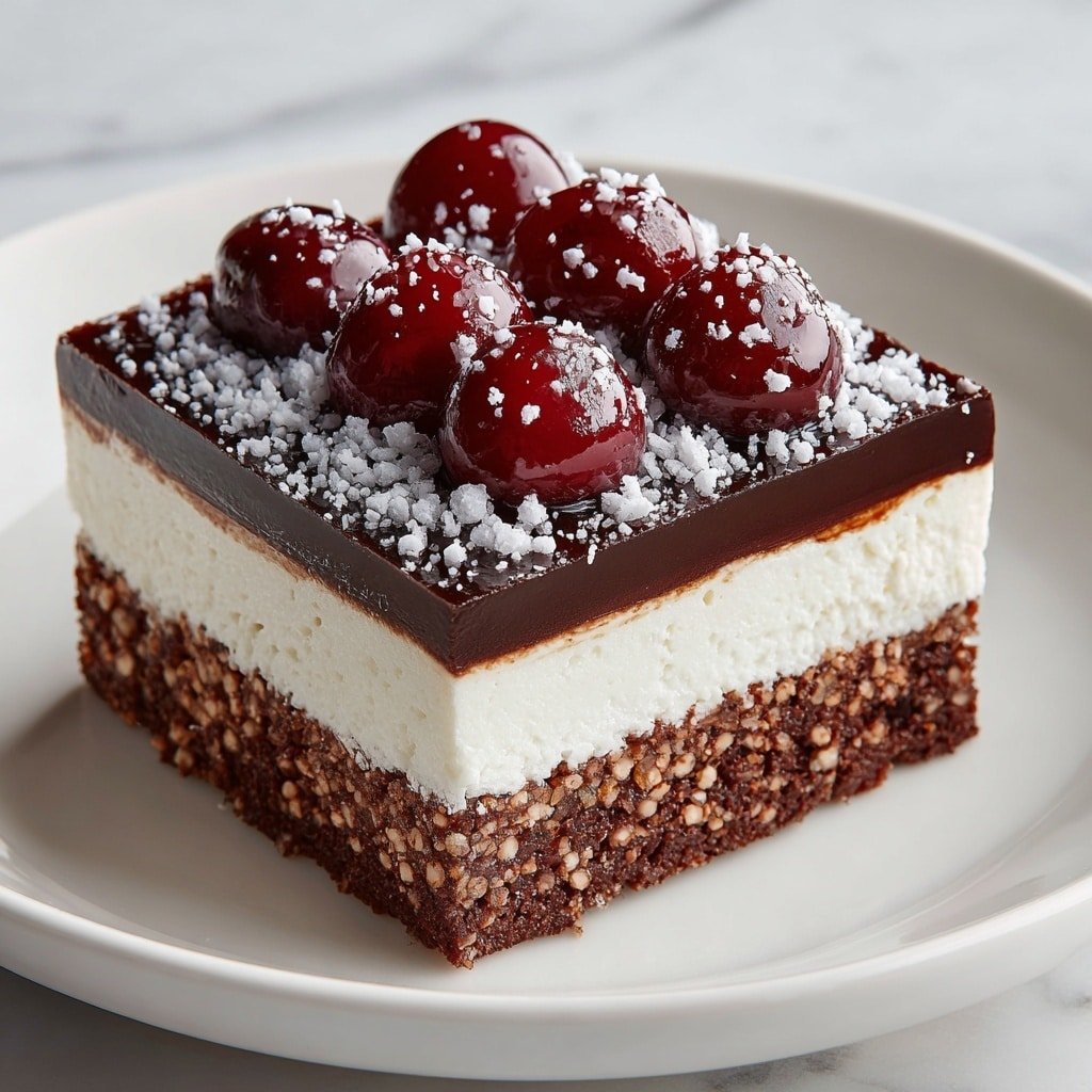 Cherry Chocolate Brownie Cheesecake Bars Recipe - Article Image 2 — Cherry Chocolate Brownie Cheesecake Bars, Chocolate Cherry Cheesecake Bars, Easy Cherry Brownie Dessert, No-Bake Cherry Cheesecake Bars, Fudgy Cherry Cheesecake Squares