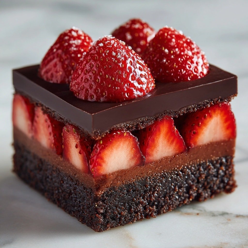 Chocolate Strawberry Brownie Bars Recipe - Article Image 1 — Chocolate Strawberry Brownie Bars, chocolate strawberry dessert, easy brownie bar recipe, fruity chocolate dessert, no-bake brownie treats