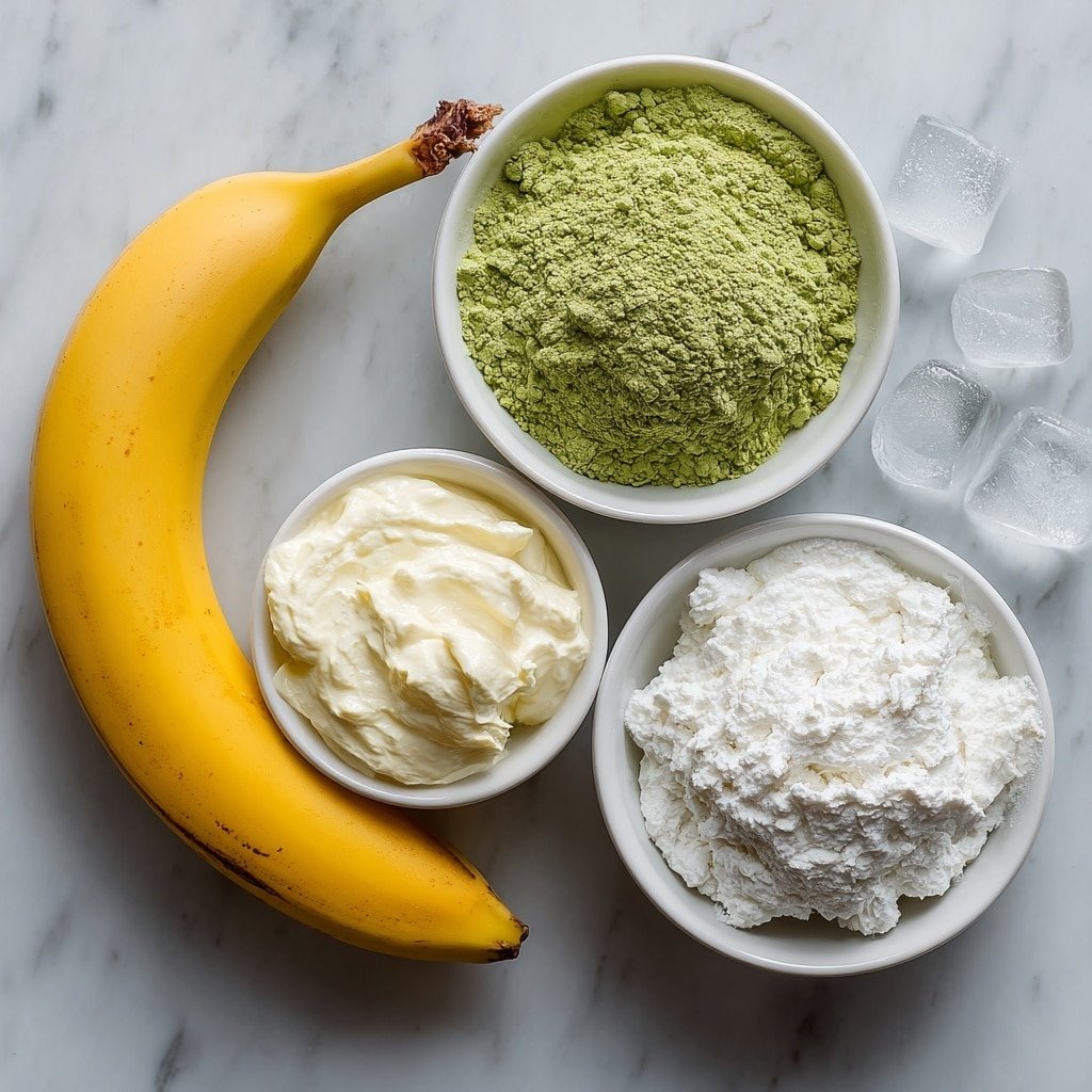 Banana Matcha Green Smoothie Recipe - Ingredients Image — Banana Matcha Green Smoothie, healthy green smoothie recipes, quick breakfast smoothies, creamy matcha smoothies, nutritious fruit smoothies